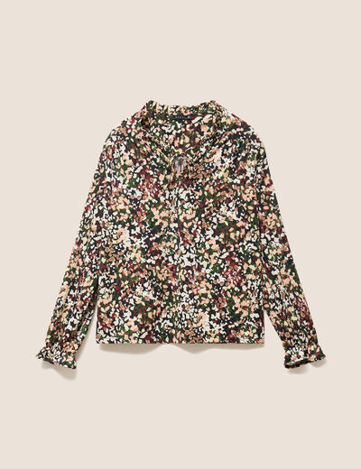 Blouse col v manches longues multicolore femme