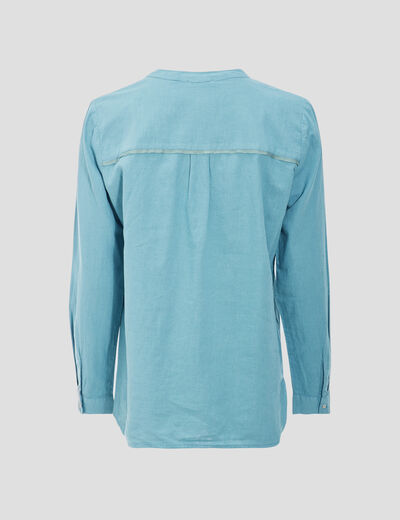 Chemise manches longues bleu gris femme