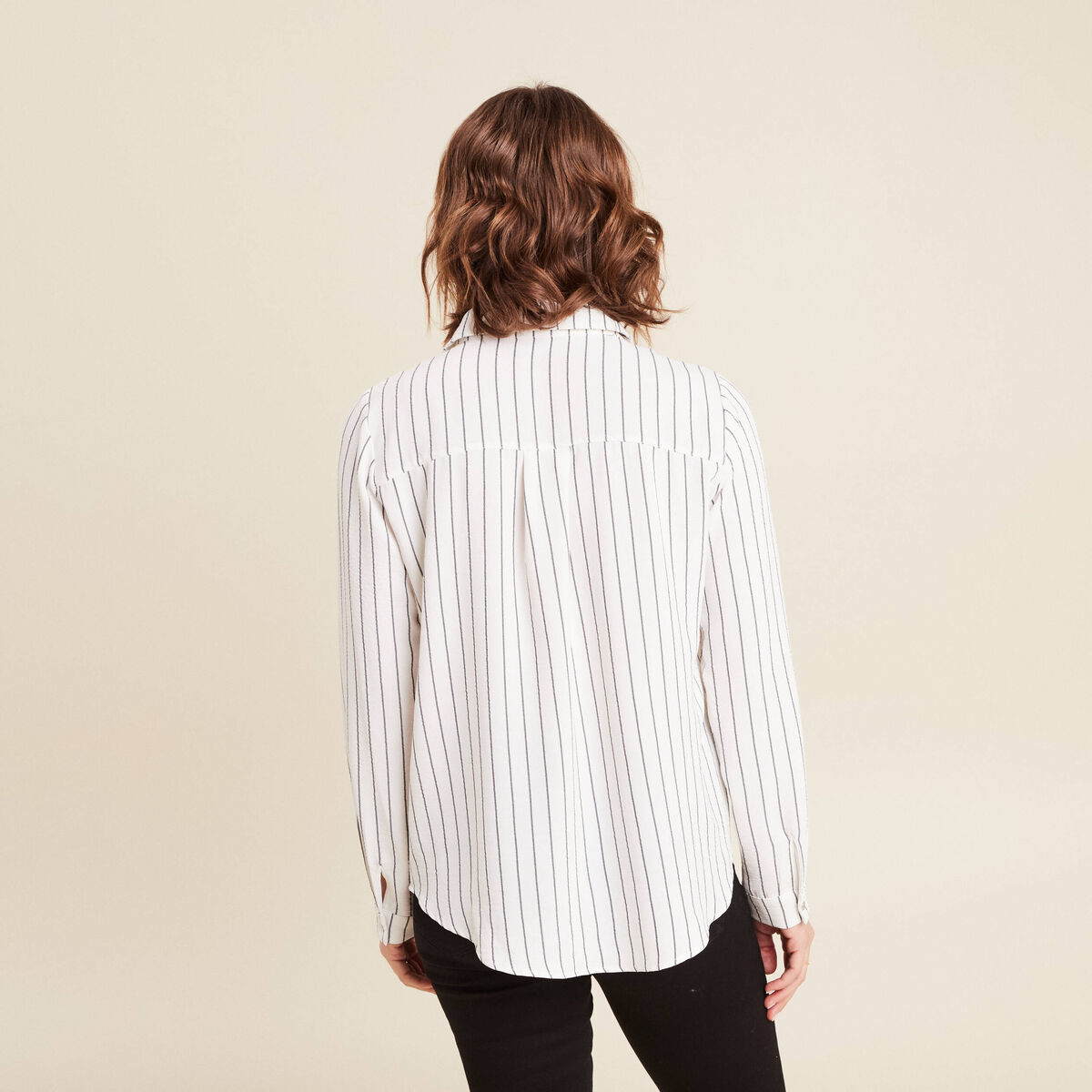 Chemise manches longues gris fonc&eacute; femme