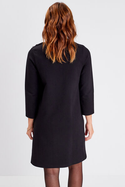 Robe droite manches 3/4 noir femme