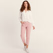 Pantalon coupe droite à coulisse rose pastel femme
