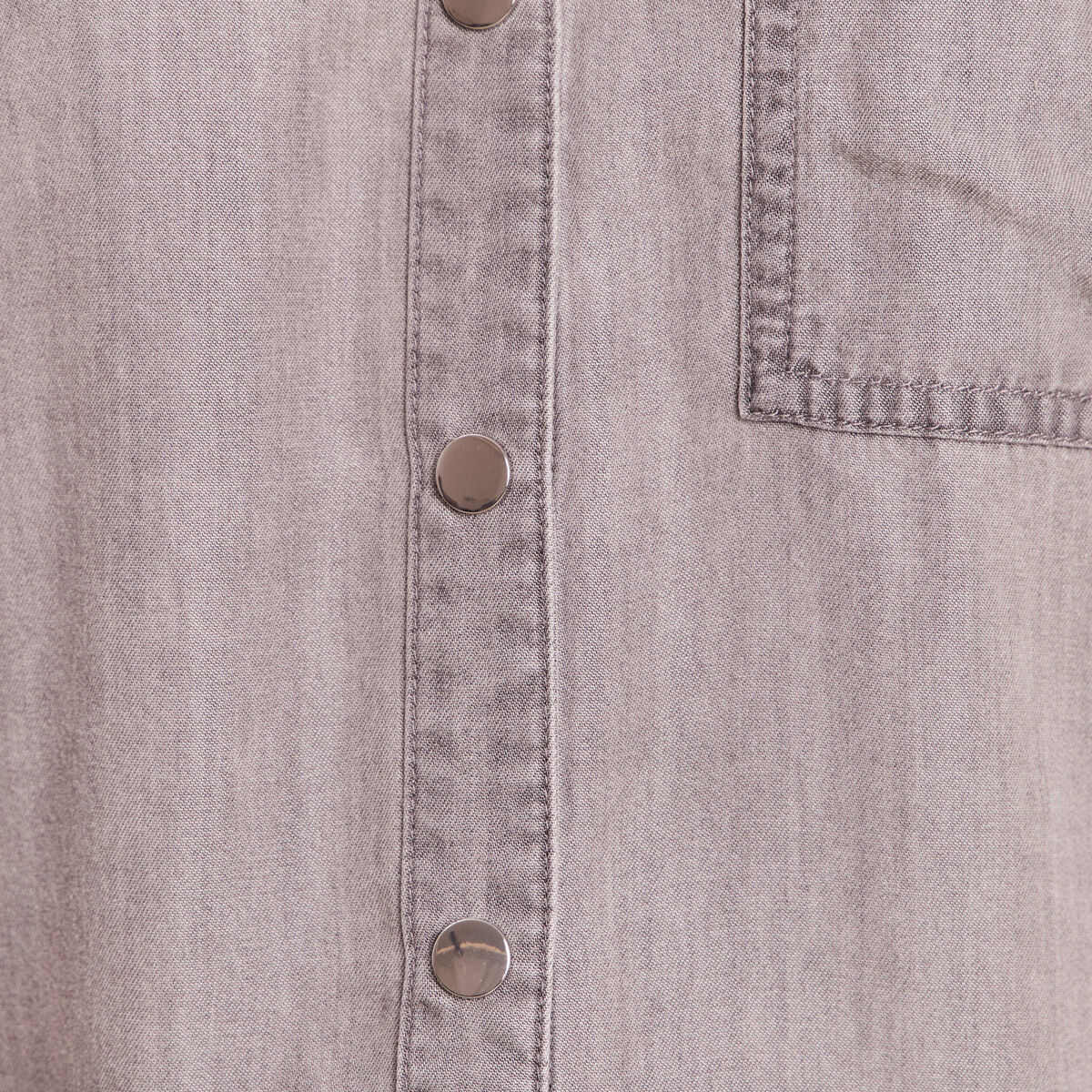 Chemise col chemise manches longues denim gris femme