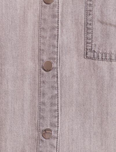Chemise col chemise manches longues denim gris femme
