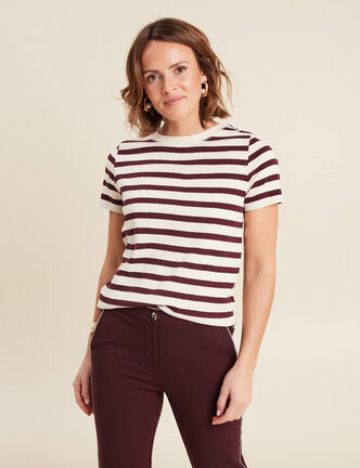 T-shirt manches courtes bordeaux femme