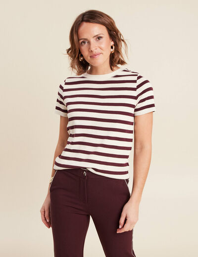 T-shirt manches courtes bordeaux femme
