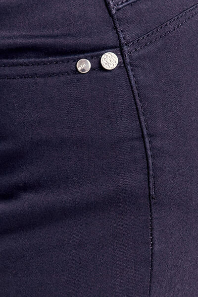 Pantalon ajusté détails bijoux bleu foncé femme