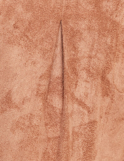 Pantalon su&eacute;dine large &agrave; pinces marron clair femme