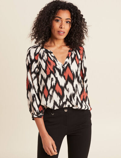 Blouse manches 3/4 orange femme