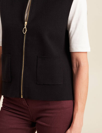 Gilet droit court sans manches noir femme