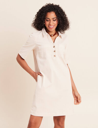 Robe courte en coton ivoire femme