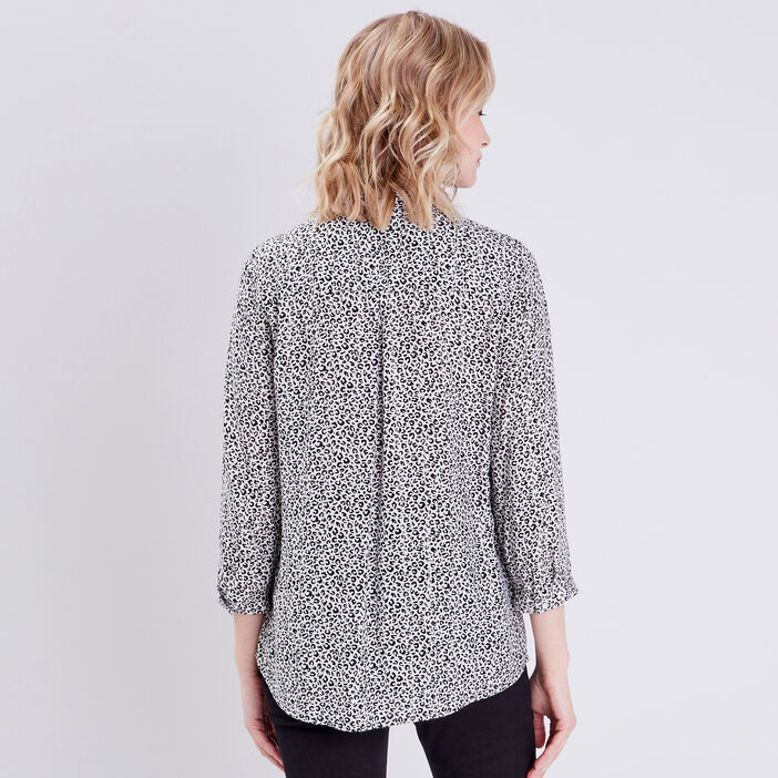 Blouse manches 3/4 noir femme