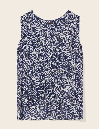 Blouse sans manches bleu femme