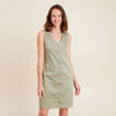 robe courte droite réversible en jean vert olive femme