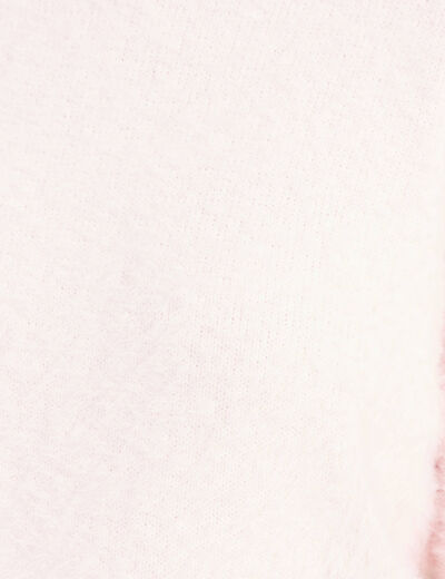 Pull col montant doux rose clair femme