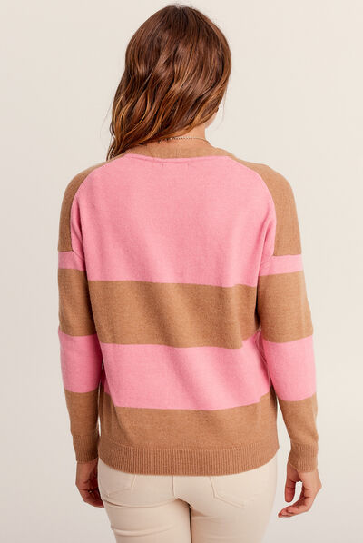 Pull manches longues rose fluo femme