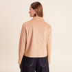 Veste courte droite aspect daim marron clair femme