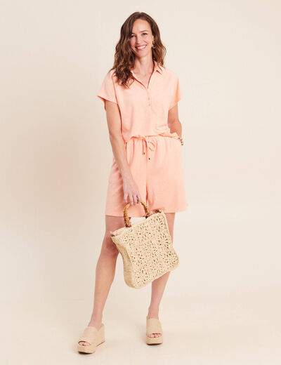 Short taille haute orange abricot femme