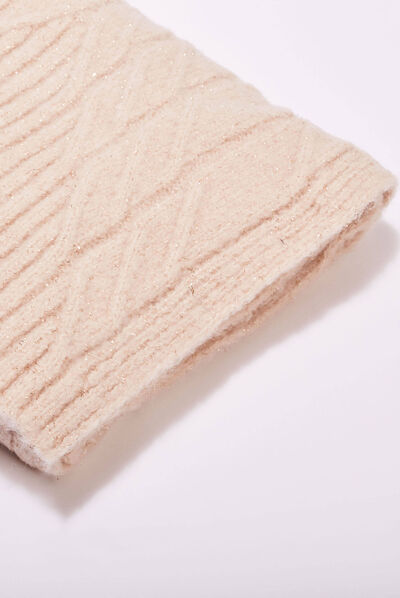 Ensemble écharpe et bonnet creme femme