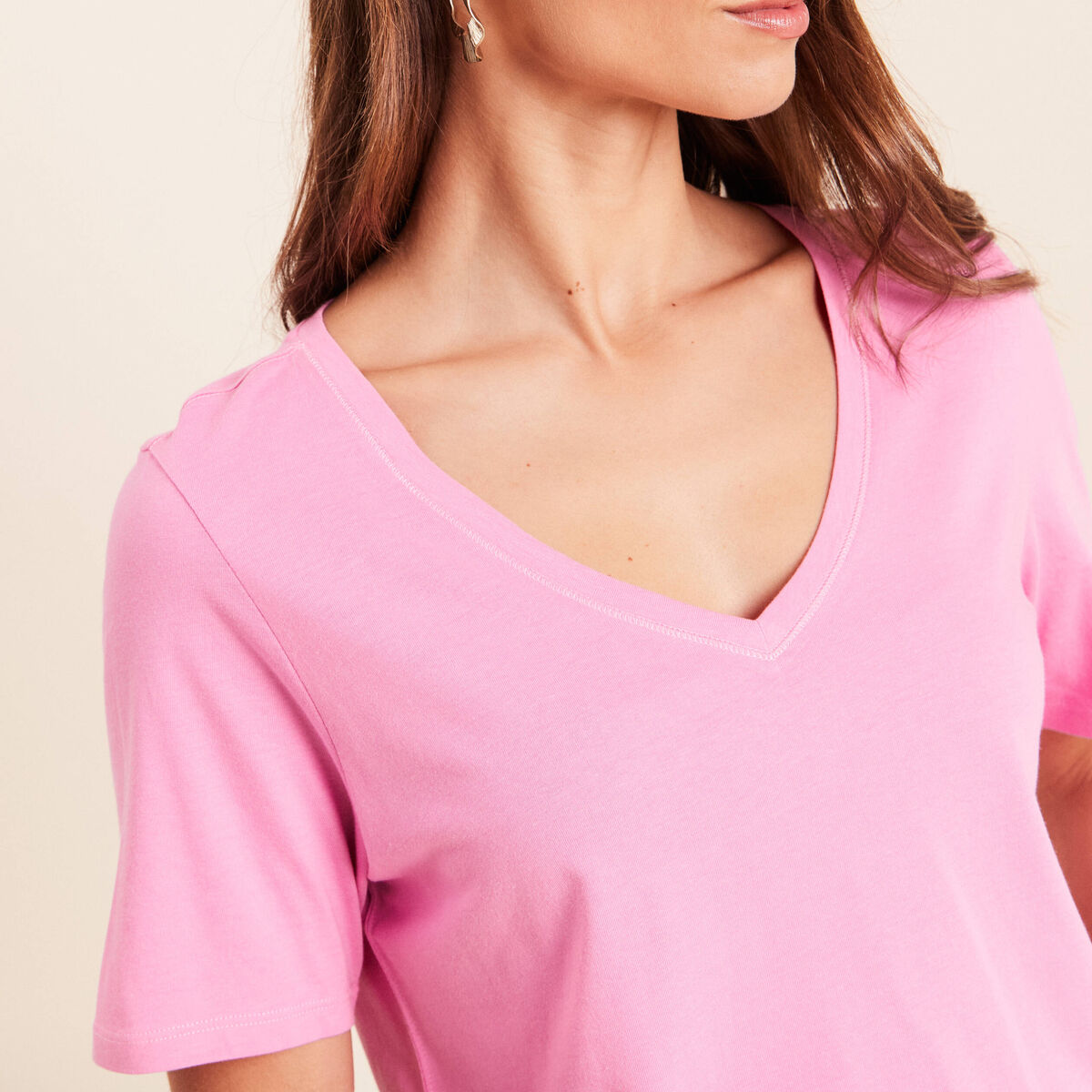 T-shirt manches courtes rose fushia femme