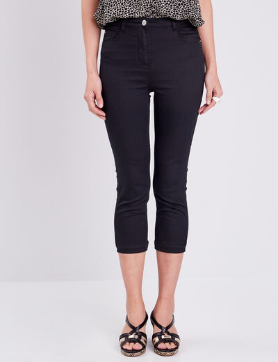 Pantacourt droit taille haute noir femme