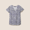 Blouse fluide col V manches courtes bleu femme