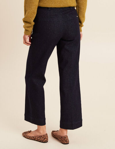 Jean large taille haute &agrave; paillettes denim brut femme