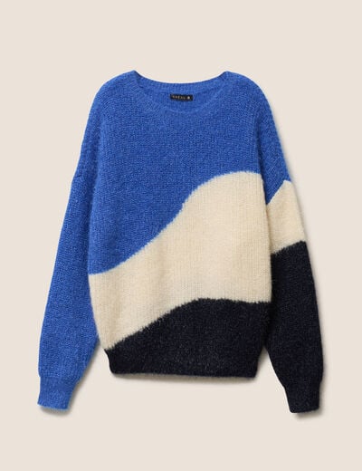 Pull col rond manches longues ecru femme