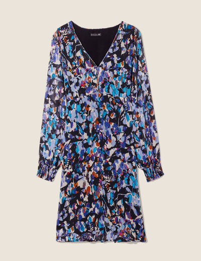 Robe évasée manches longues bleu femme