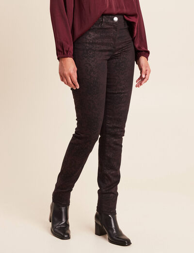 Pantalon magique L'Unique coupe ajust&eacute;e bordeaux femme