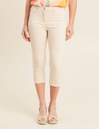 Pantacourt droit taille standard ivoire femme