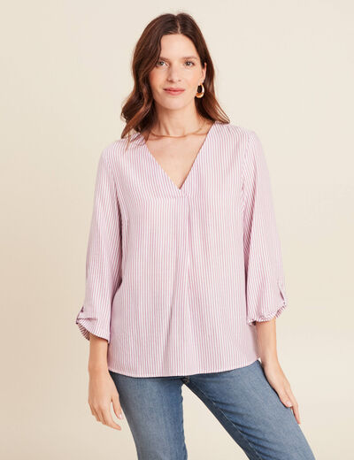 blouse fluide manches 3/4 bordeaux femme