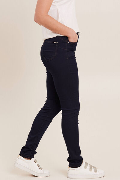 Pantalon léger taille haute long denim brut femme