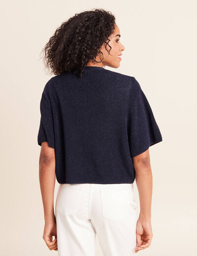Gilet manches courtes bleu marine femme
