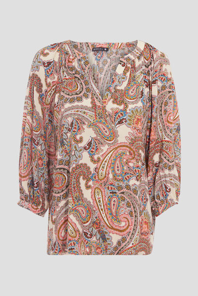 Blouse manches 3/4 beige femme