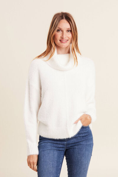 Pull manches longues ecru femme