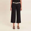 Pantalon large 7/8ème ceinturé noir femme