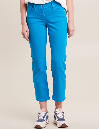Jean droit taille basse 7/8ème bleu femme