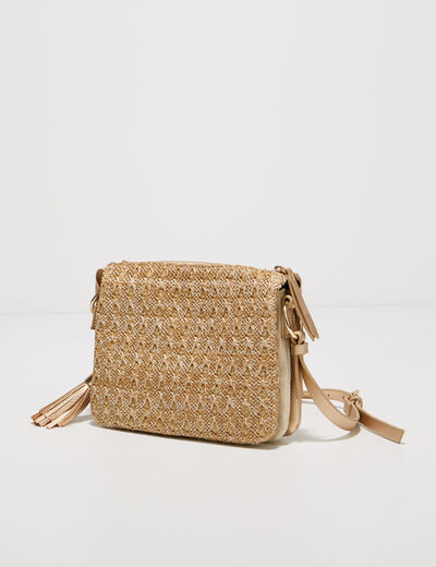 Sac pochette tressé ecru femme