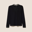 T-shirt cintr&eacute; col montant dentelle noir femme