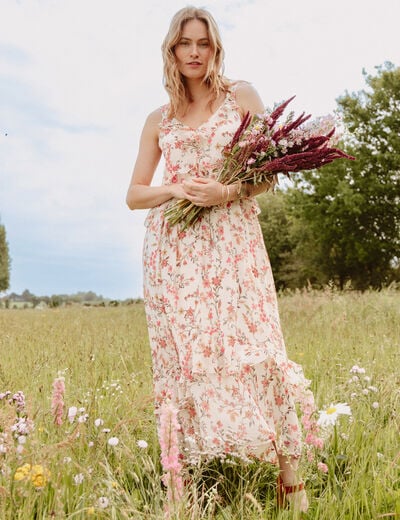 Robe &eacute;vas&eacute;e fluide multicolore femme