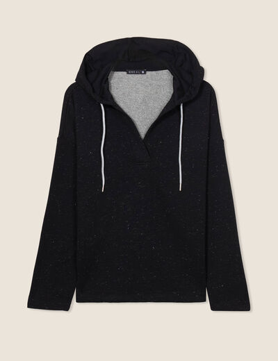 Sweat à capuche noir femme