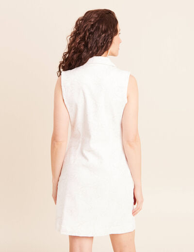 Robe ajust&eacute;e courte sans manches en jean blanc femme