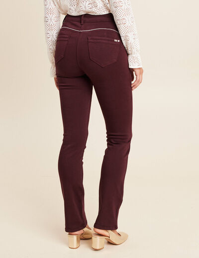 Pantalon droit taille haute bordeaux femme