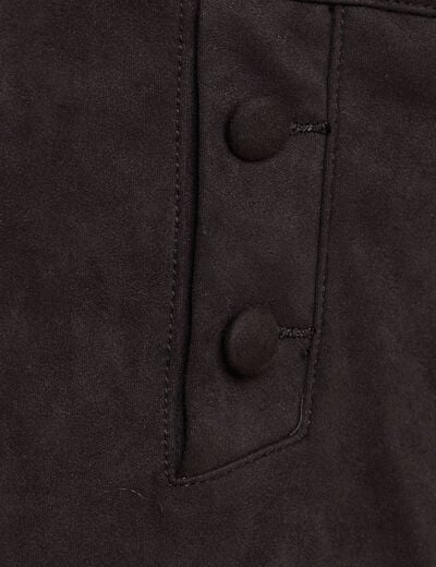 Pantalon aspect daim noir femme