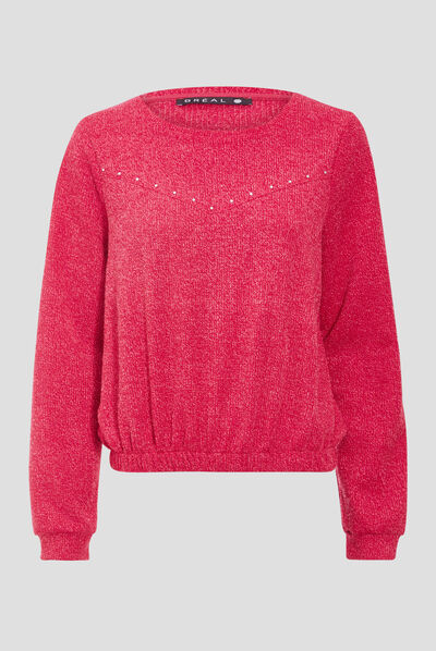 T-shirt manches longues rouge clair femme