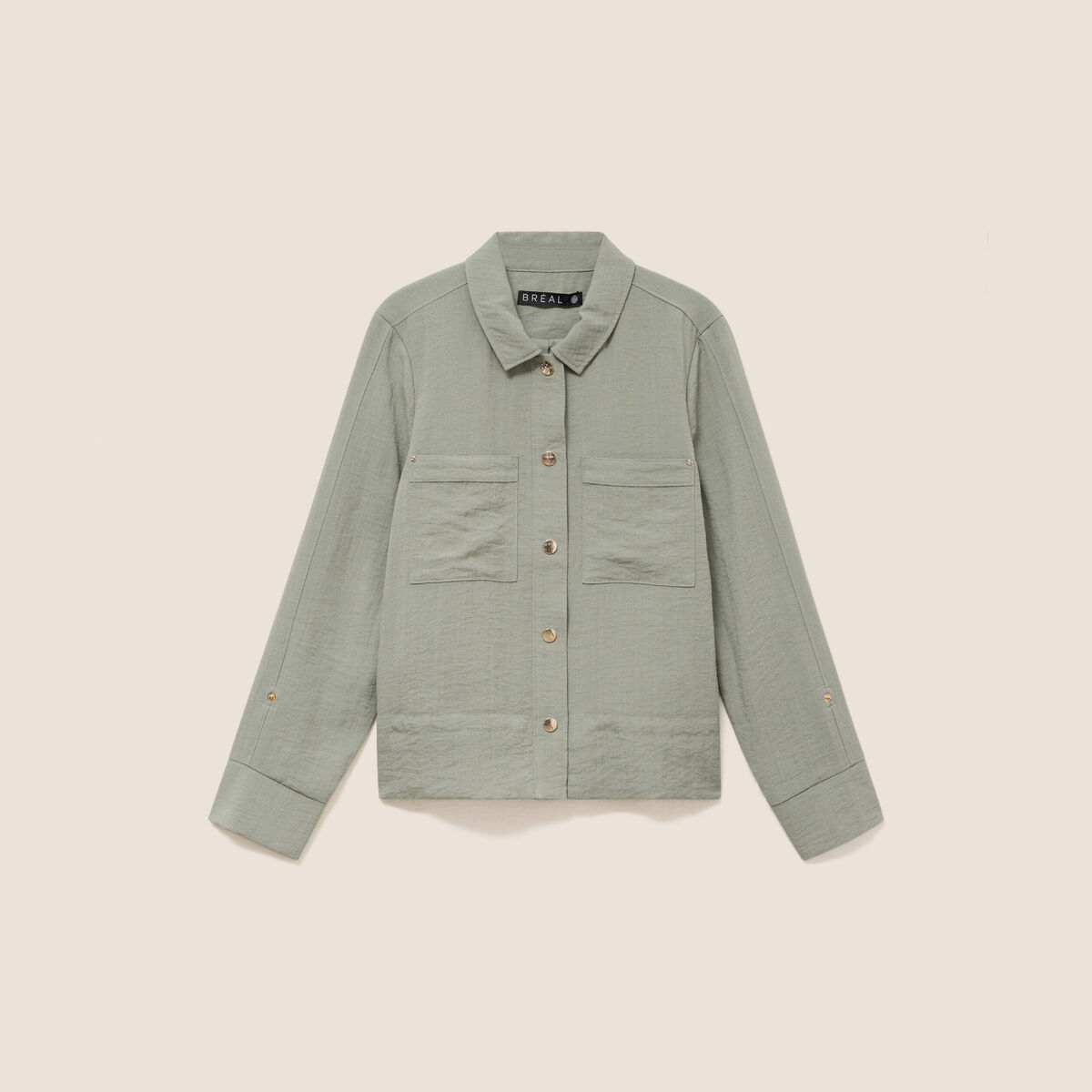 Blouson bas resserr&eacute; manches longue vert clair femme