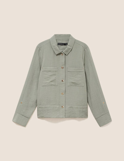 Blouson bas resserr&eacute; manches longue vert clair femme