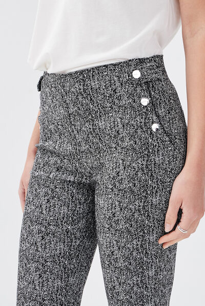 Pantalon tregging taille basculée blanc femme