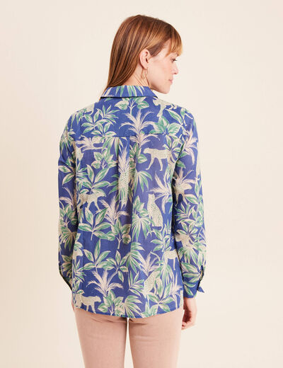 Chemise manches longues bleu femme