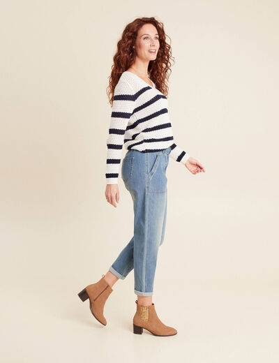 Jean paperbag 7/8ème denim double stone femme